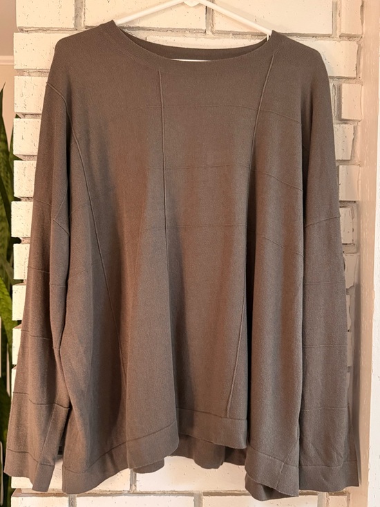 PLANET by Lauren G Sweaters - Planet by Lauren G Oversized Taupe Pullover Sweater Patchwork Women's One Size